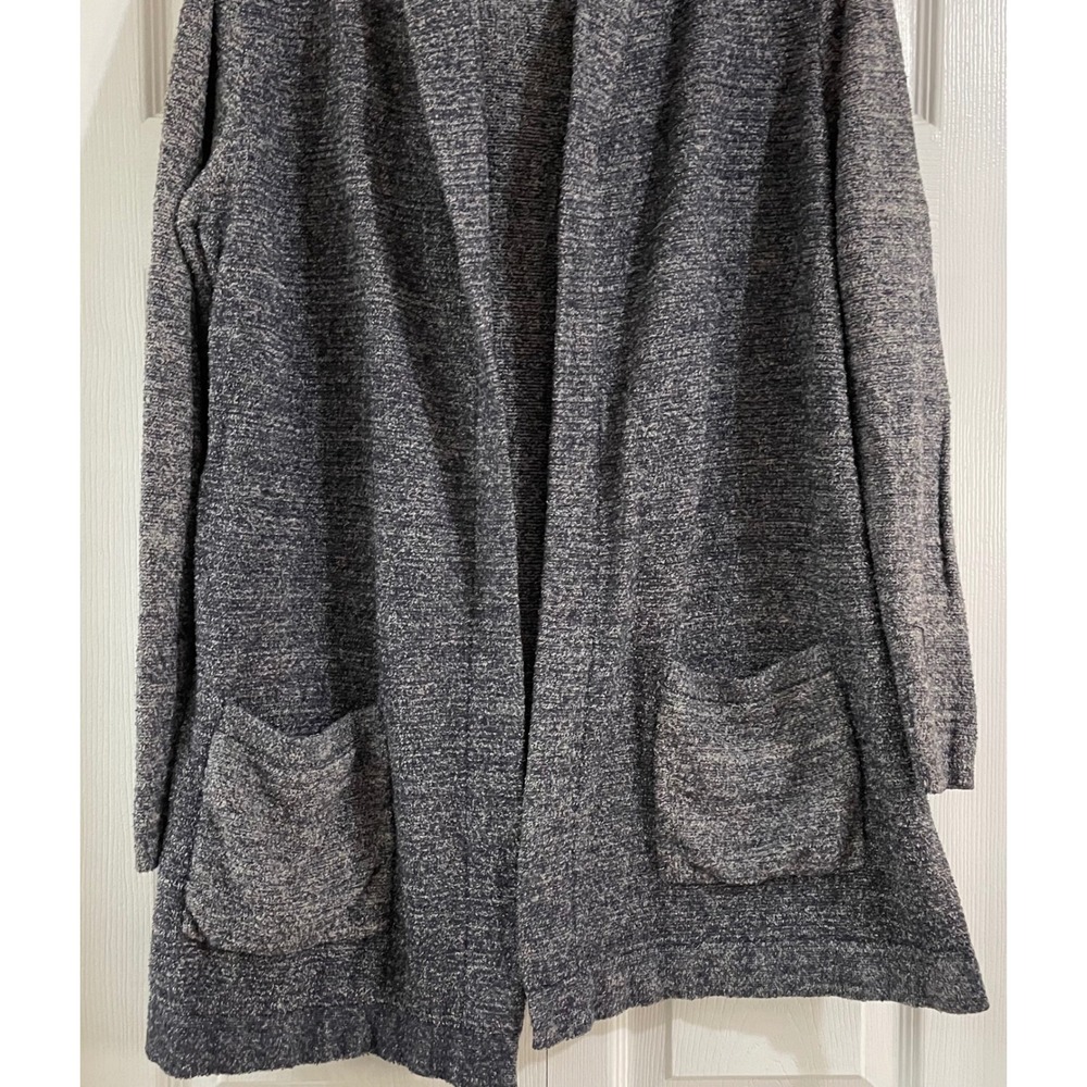 Barefoot Dreams CozyChic Lite Cardigan Hooded Pockets Navy Heathered Hooded L - Picture 13 of 16